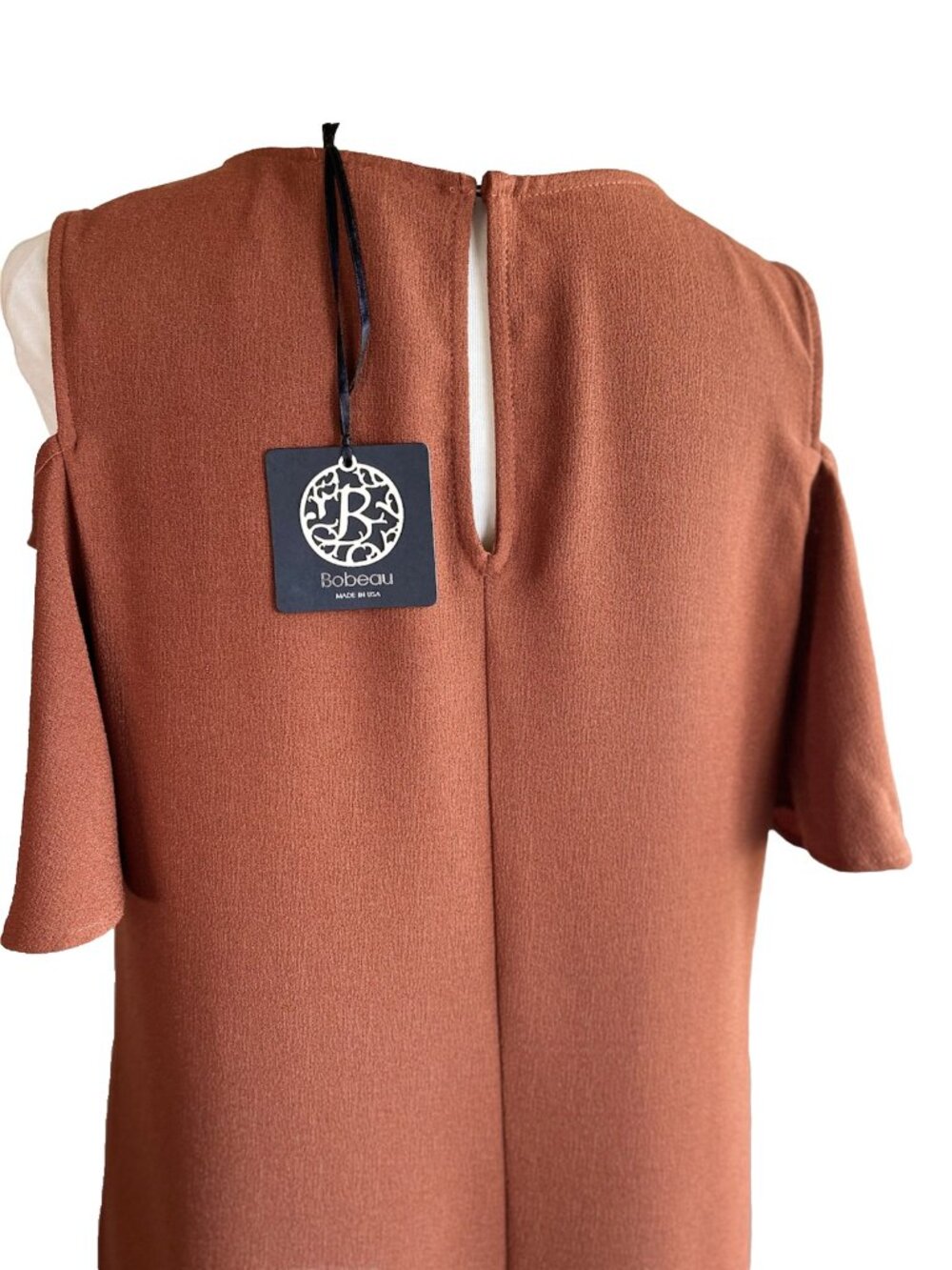 Bobeau Womens Crew Neck Cold Shoulder Shift Dress Size M - Picture 14 of 16
